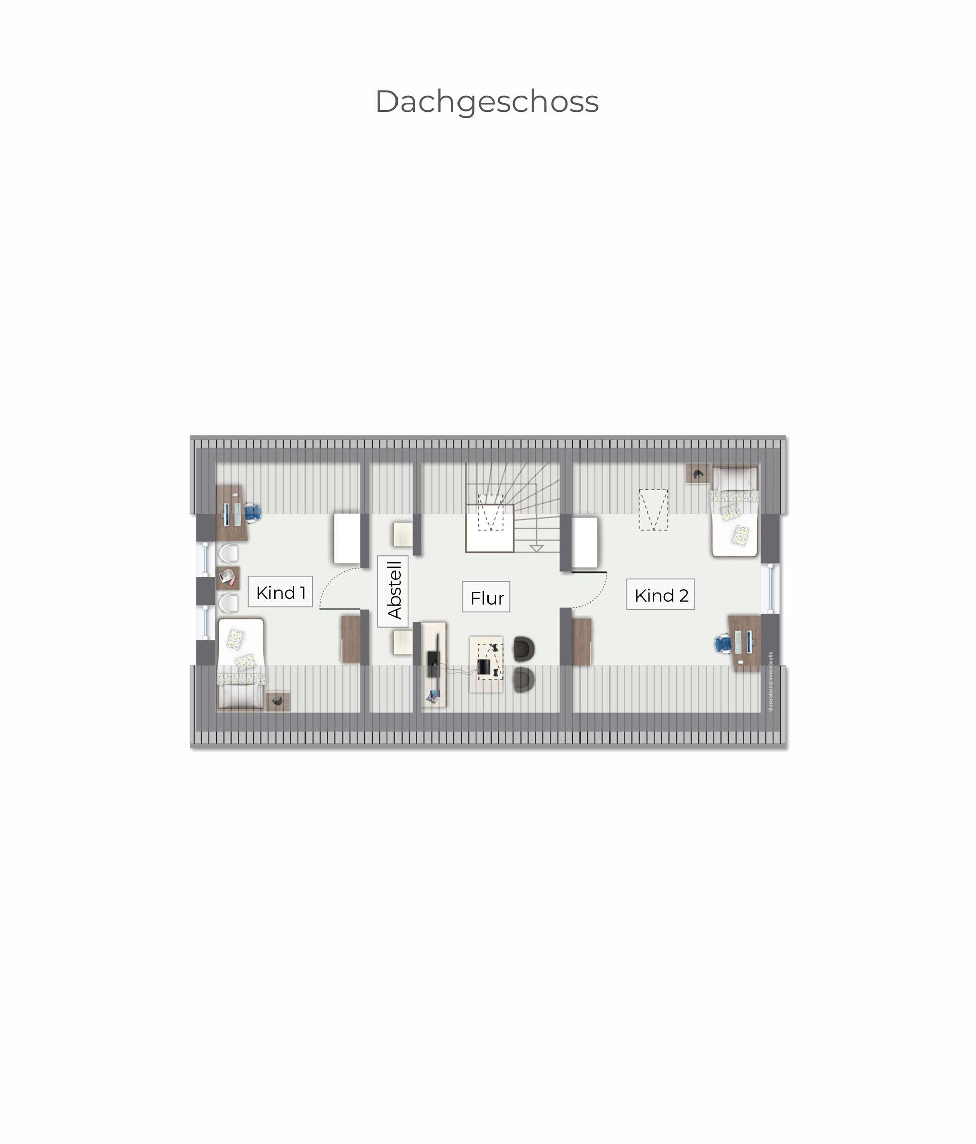 Moderner Grundriss des Dachgeschoss 