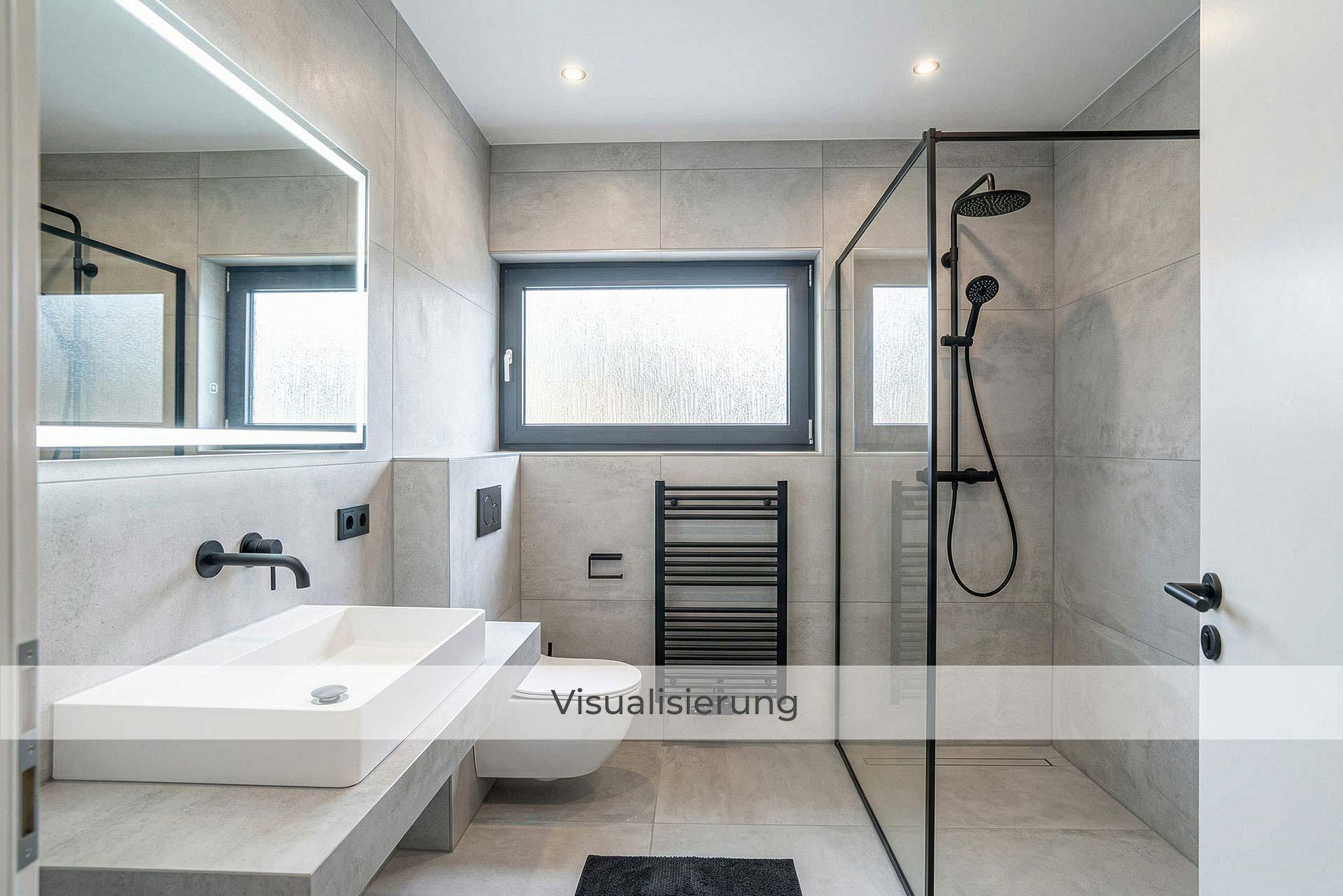 Visualisierung des Badezimmers nach einer möglichen Renovierung/Modernisierung. Bungalow Kerpen