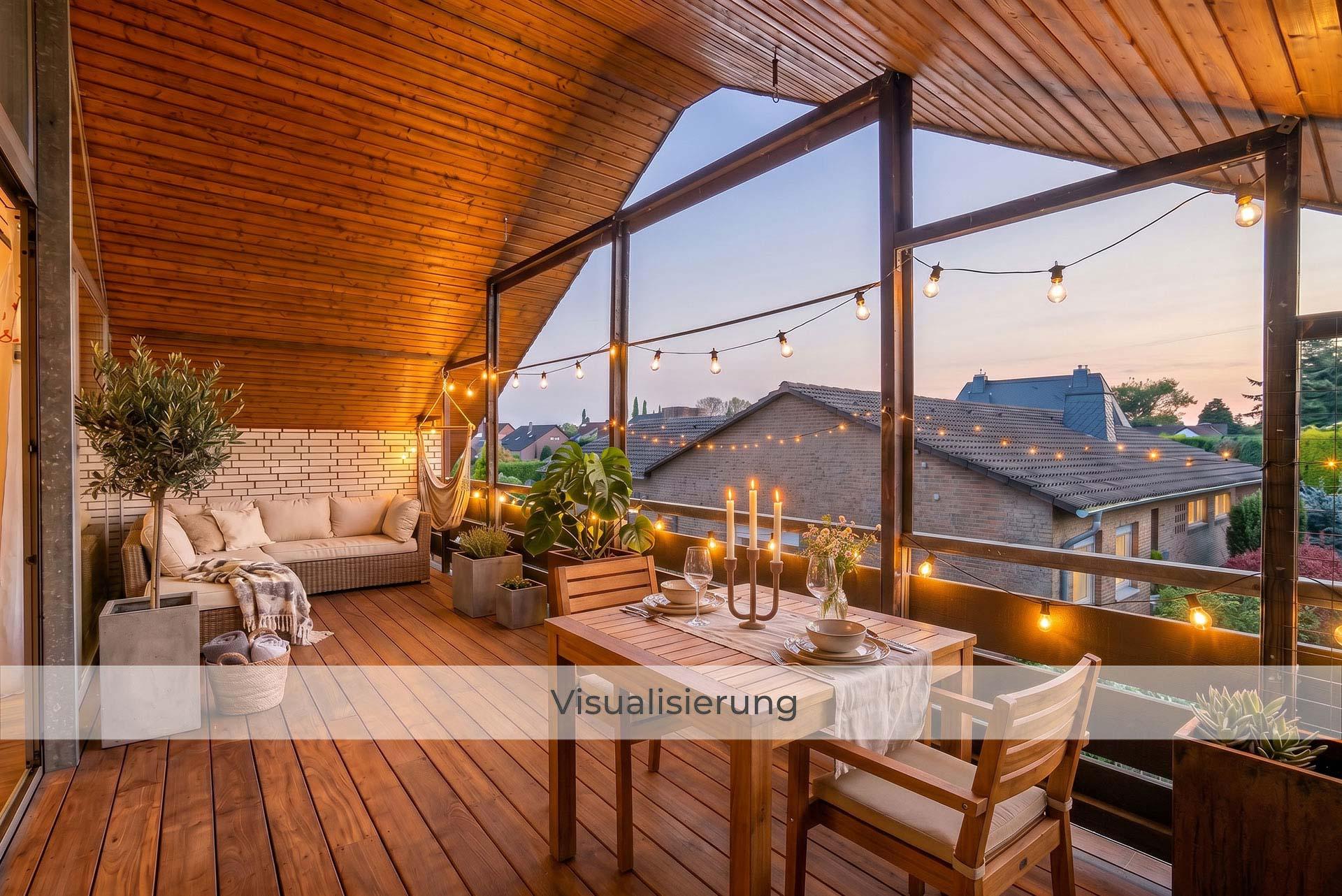 Visualisierung der Loggia nach einer möglichen Umgestaltung. Immobilie Bedburg