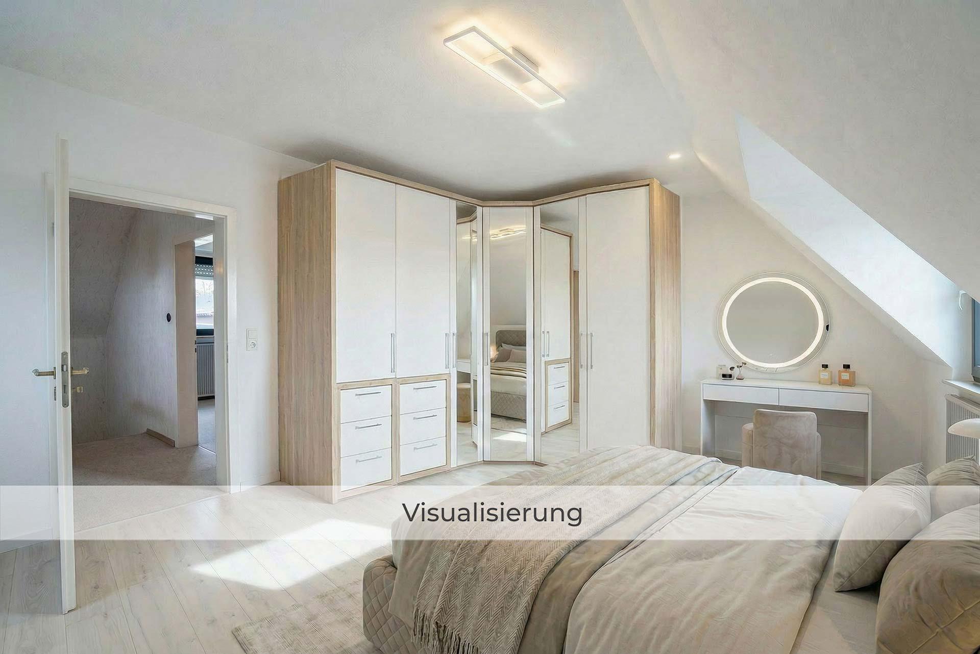 Visualisierung des Elternschlafzimmers nach einer möglichen Renovierung/Modernisierung. Reihenmittelhaus Kerpen