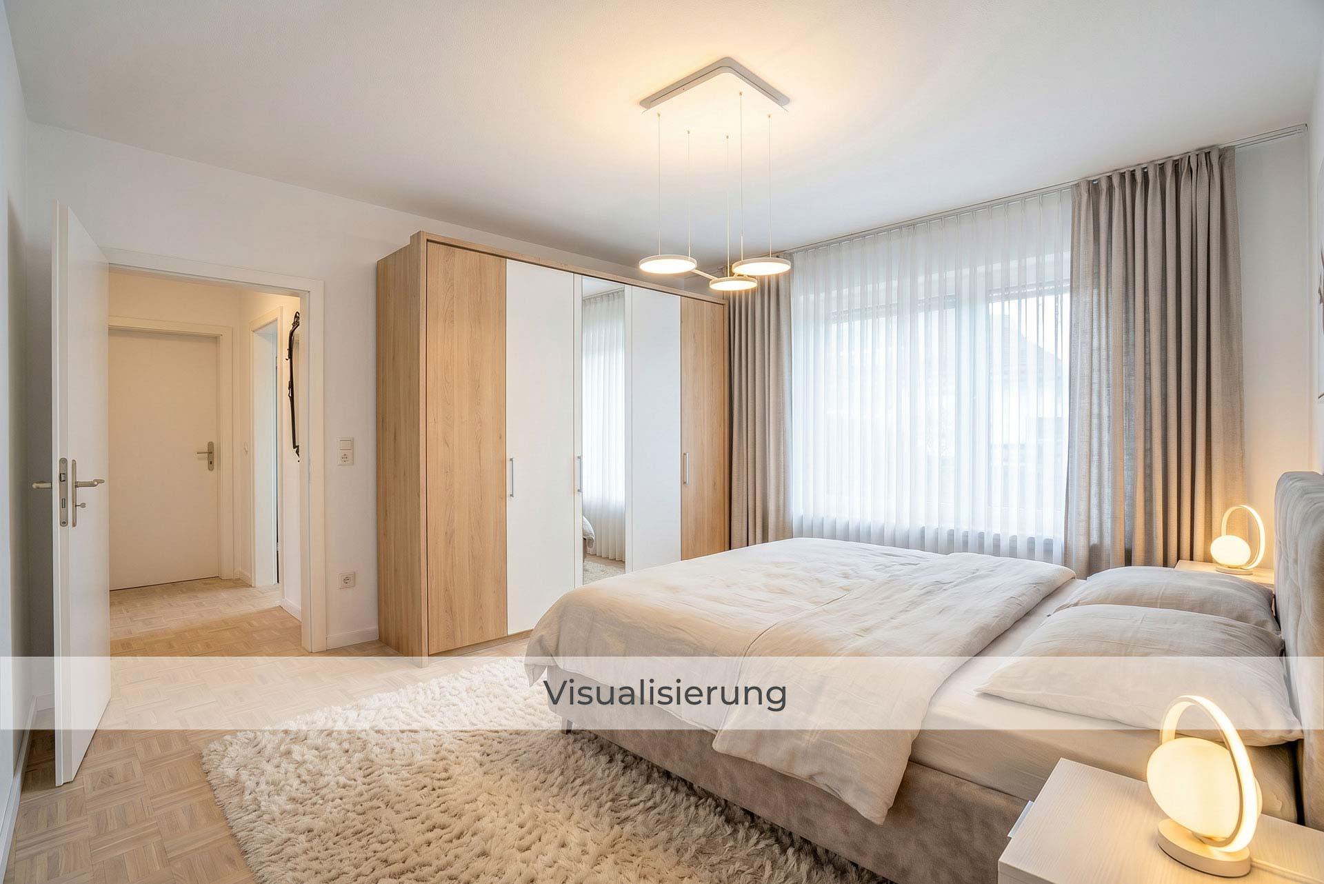 Visualisierung des Schlafzimmers nach einer möglichen Renovierung/Modernisierung. Bungalow Kerpen
