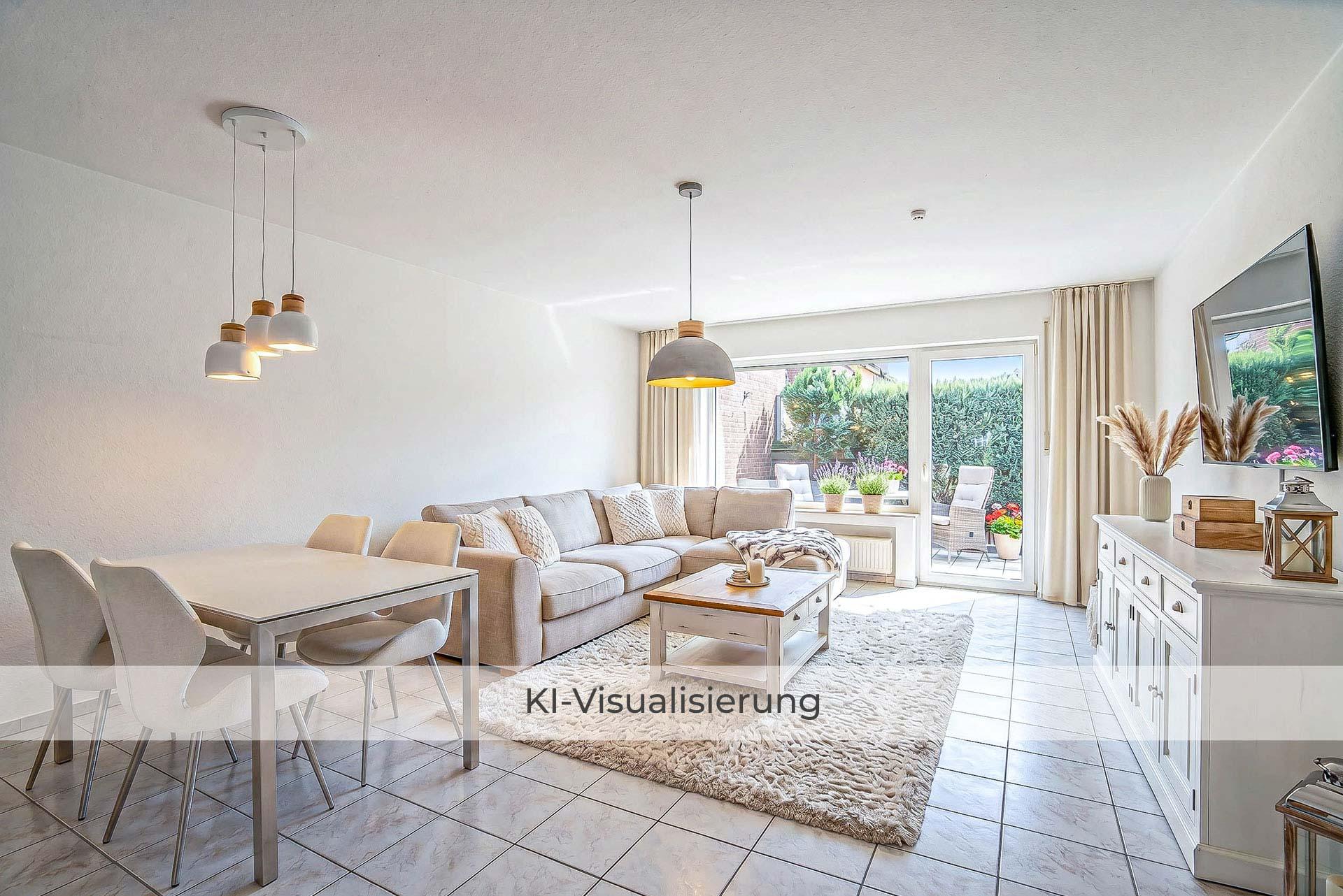 Visualisierung des Wohn- und Essbereichs nach einer möglichen Renovierung/Modernisierung. Einfamilienhaus Bergheim