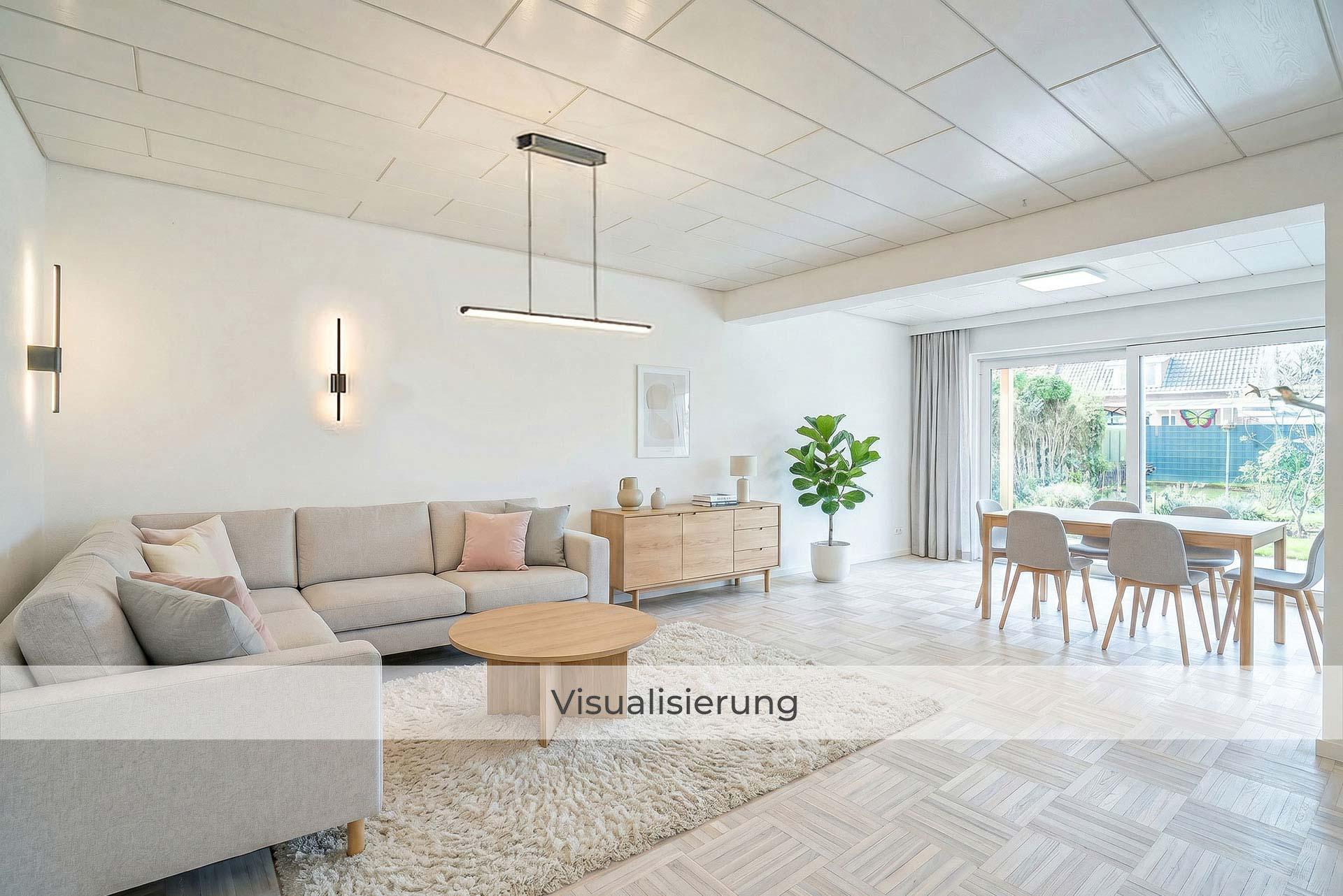 Visualisierung des Wohn-/Esszimmers nach einer möglichen Renovierung/Modernisierung.  Bungalow Kerpen